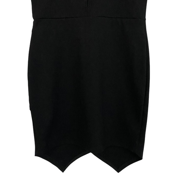 WINDSOR | Black Spaghetti Strap Asymmetrical Hem Mini Slim Bodycon Dress - Picture 9 of 14